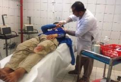A patient is being treated at a newly built trauma care unit equipped by WHO in the Kunduz Regional Hospital