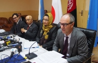WHO Country Representative Dr Rik Peeperkorn and others at the grant agreement ceremony