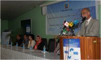 Speakers sitting at the front of the hall on the occasion of Global Hand Hygiene Day 2013 in Afghanistan