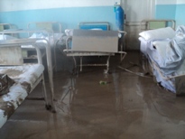 A badly-damaged hospital in Saripool following the floods