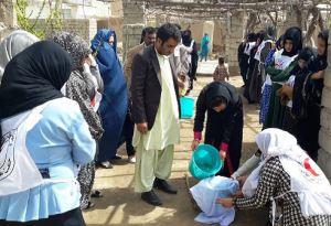 Training of female community volunteers on emergency water treatment and hygiene promotion