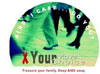 Image of World AIDS Day 2001 mouse pad showing a photo of people's legs walking in a street and saying 'Your move, your choice'