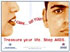 Image of World AIDS Day 2001 poster showing a picture of a person whispering to another person saying 'I care...do you?' and 'Treasure your life. Stop AIDS.'