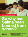 Image of a poster for World AIDS Day 2009 showing a photo of children in school and saying 'So why has Salma been banned from school?'