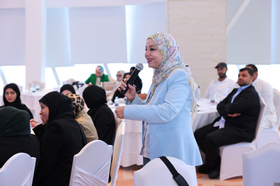 Ms Mona Yassin, Communication Officer, gives an overview of the key principles of Communication for Health (C4H). Photo credit: WHO/WHO Bahrain