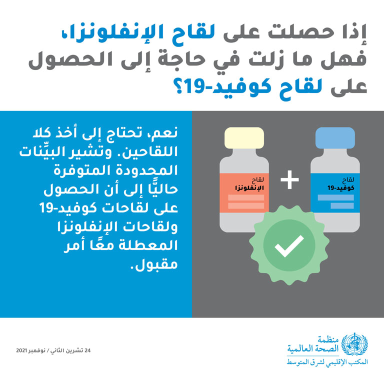 COVID-19 vs influenza media card - 3 - Arabic