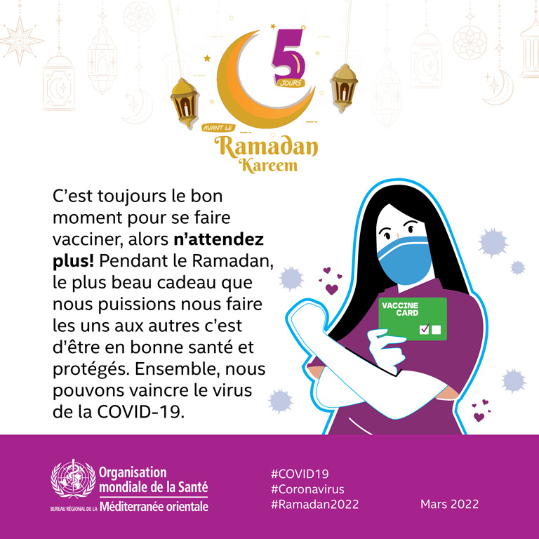 Observing the holy month of Ramadan safely in 2022 - 5 days countdown - card 1 - French