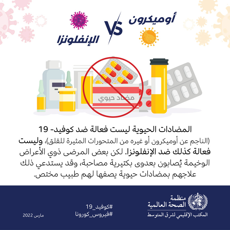 Omicron vs influenza social media card 5 - Arabic