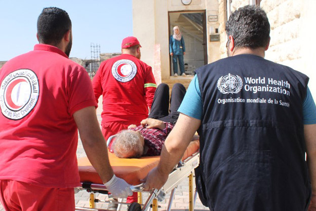 Since the start of the Syrian crisis, WHO has maintained a strong partnership with the Syrian Red Crescent to reach people living in hard-to-reach and besieged areas, especially people with limited access to health care to save lives and promote health. This partnership continues in the response to the COVID-19 pandemic.
