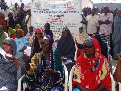 An image showing eye patients in free eye camp for cataract surgery