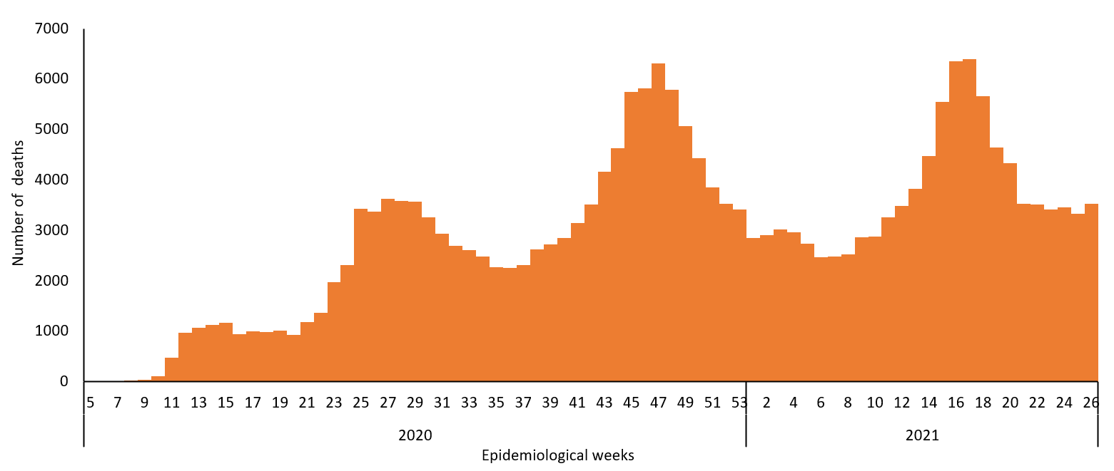 COVID-19 epidemiological weeks for deaths