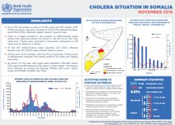 Cholera in Somalia, monthly situation update, November 2016