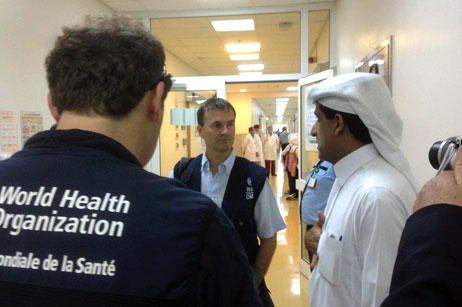 An upsurge of cases and hospital outbreaks are investigated as the concerns for emergence of a public health crisis loomed During 2014, an upsurge of cases in Saudi Arabia and United Arab Emirates, as well as hospital outbreaks reported from these two countries and Islamic Republic of Iran following reporting of its first laboratory-confirmed case of MERS-CoV, raised global health concern. The Regional Office rapidly investigated these events in these three countries through sending teams comprising of WHO staff members and experts drawn from the WHO’s Global Outbreak Alert and Response Network (GOARN). The team while supporting national health authorities to investigate the increase in the number of people infected by MERS-CoV, also provided recommendations aimed at stopping the transmission in health care settings, as well as preventing infections that are primarily acquired in the community. These missions and its recommendations proved to be key to containing the spread of infections and limiting the transmission both in households and hospital settings.