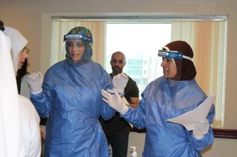 The 90-day action plan included training of staff from vulnerable countries on essential infection prevention and control measures for management of patients, establishing treatment centres, putting on and taking off personal protective equipment, as well as practising triage. The training was conducted at the WHO Collaborating Centre for Infection Prevention and Control in Riyadh, Saudi Arabia, in May.