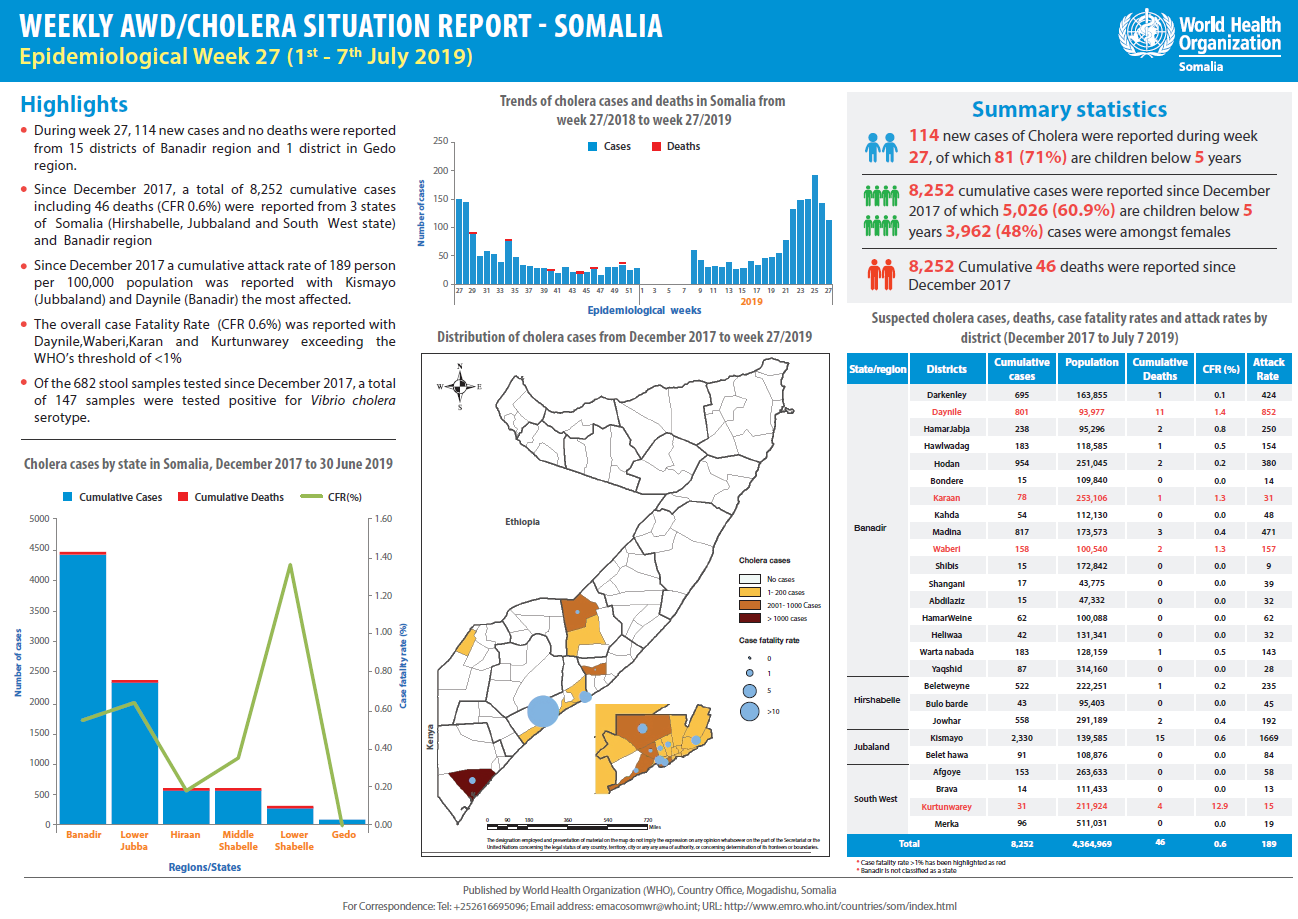 Outbreak update - Cholera in Somalia, 7 July 2019