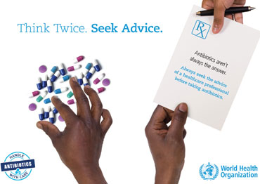 World Antibiotic Awareness Week 2017 - Poster - Think twice. Seek advice