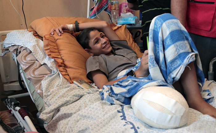 13-year-old Mohammed Abu-Hussain’s father was killed by an Israeli rocket fire during the 2006 war in Gaza