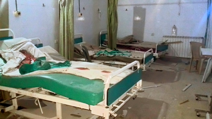 hospital beds in a damaged health facility