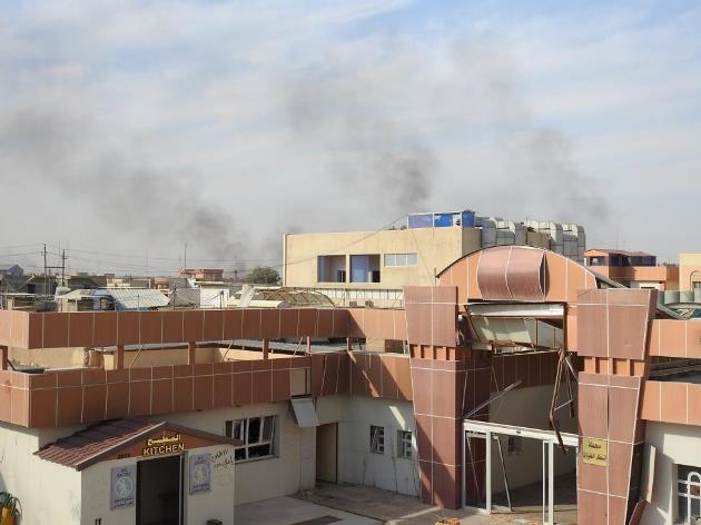 Damaged Hamdaneya hospital in eastern Mosul