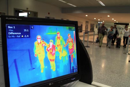Infrared body scanners at Rafic Hariri International Airport, Beirut, Lebanon