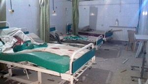 hospital beds in a damaged health facility