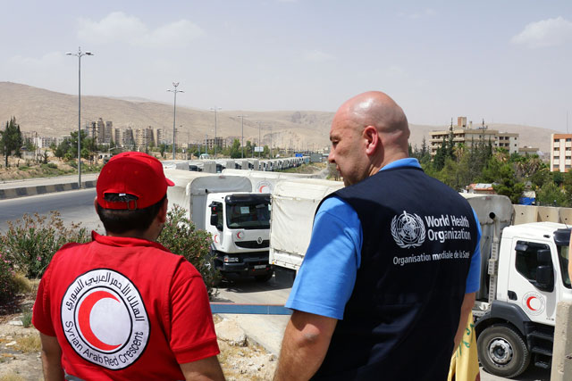 To gain access to people in hard-to-reach areas, WHO has established strategic partnerships with the Syrian Arab Red Crescent, more than 70 local nongovernmental organizations, and increased participation in interagency convoys to deliver health assistance across frontlines and to besieged areas. WHO has partnered with an additional 45 health partners working cross-border from Turkey and 11 from Jordan. WHO engages in continuous advocacy for access to health and humanitarian assistance for all people, regardless of location and regularly reports to the United Nations Security Council on the removal of surgical items and other health supplies from interagency convoys.