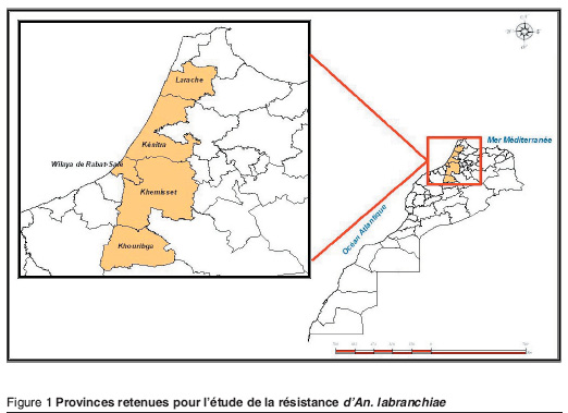 Figure 1 Provinces retenues pour l’étude de la résistance d’An. labranchiae