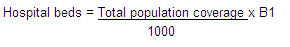 Hospital beds = Hospital beds=((Total population coverage*B1)/1000)*B1