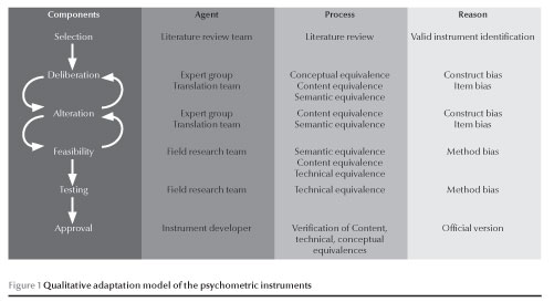 Figure 1 Qualitative adaptation model of the psychometric instruments