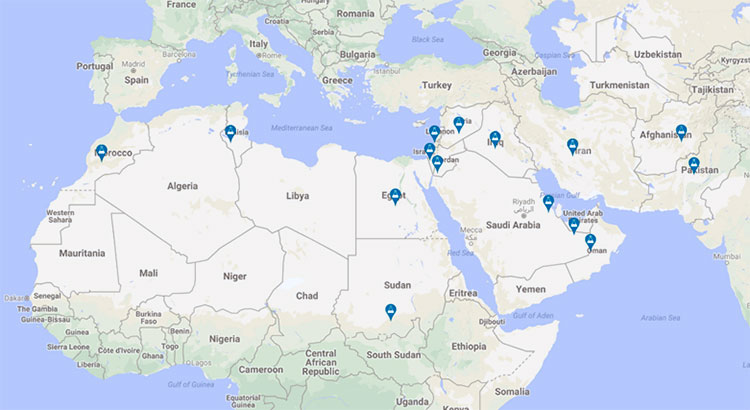 Location of laboratories of the EDPLN 