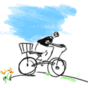 صورة لرجل يركب دراجة