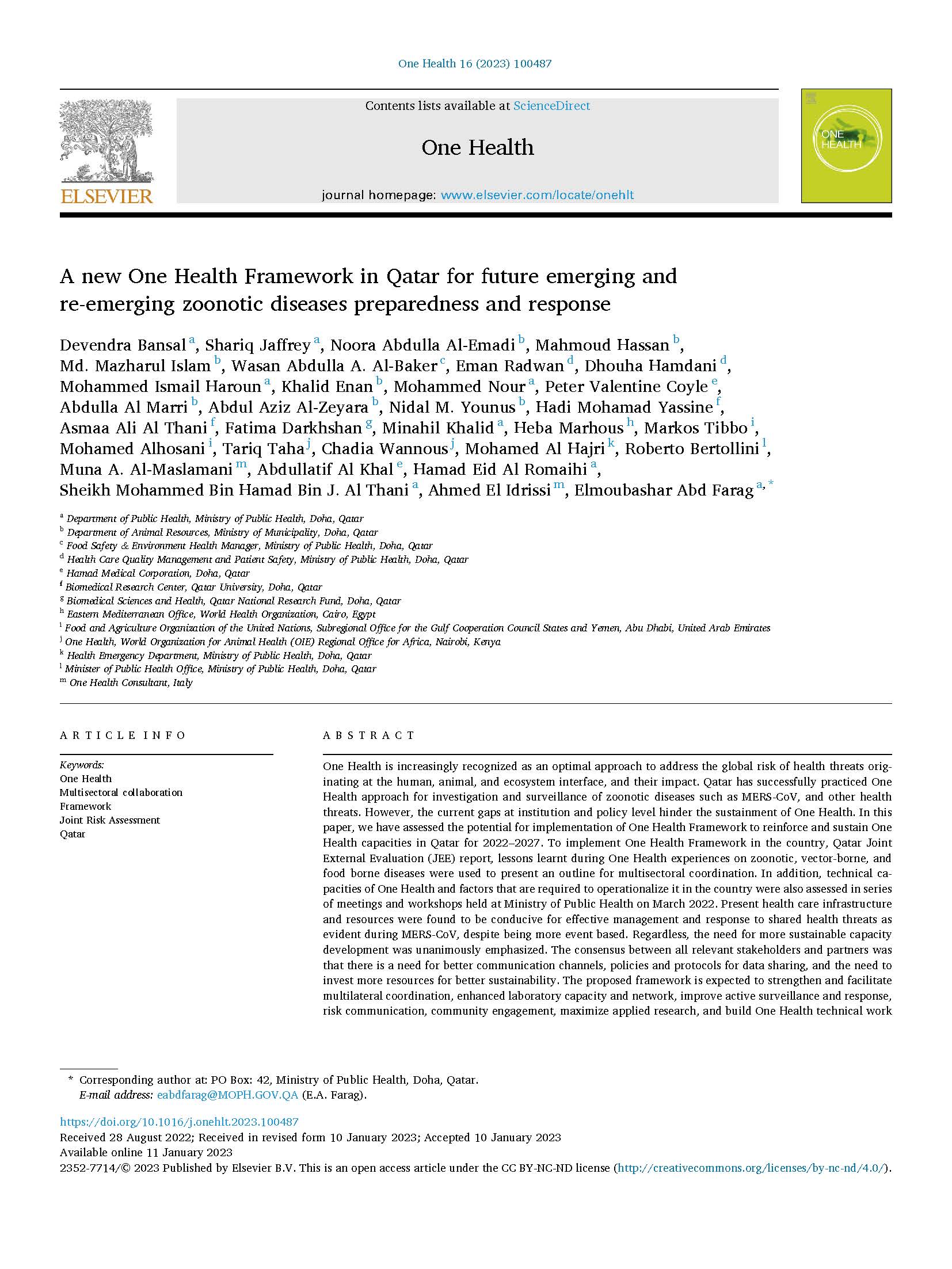 a_new_one_health_framework_in_qatar_for_future_emerging_and_re-emerging_zoonotic_diseases_preparedness_and_response