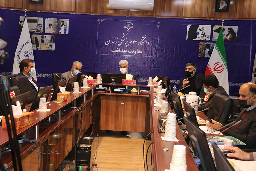Briefing Session chaired by Iranian parliament’s Health Commission Head Dr Hossein Shahriyari (middle) and attended by Dr Syed Jaffar Hussain (third right). Photo: Zahedan University of Medical Sciences