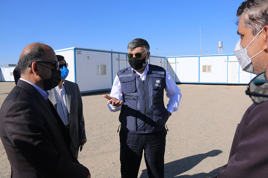 WHO Representative and Head of Mission Dr Syed Jaffar Hussain visits Zahedan Alghadir Refugee Camp. Photo: Zahedan University of Medical Sciences