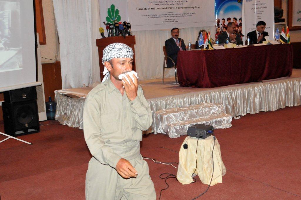 A MDR-TB patient attending the launch of the Partnership to ensure that efforts are intensified to ensure treatment and care for all TB patients