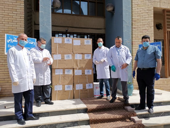 2.	Basrah University, in coordination with WHO, dispatches the first consignment of the locally produced VTM to the rest of Iraqi governorates in support of COVID 19 containment efforts. April 2020, WHO photo