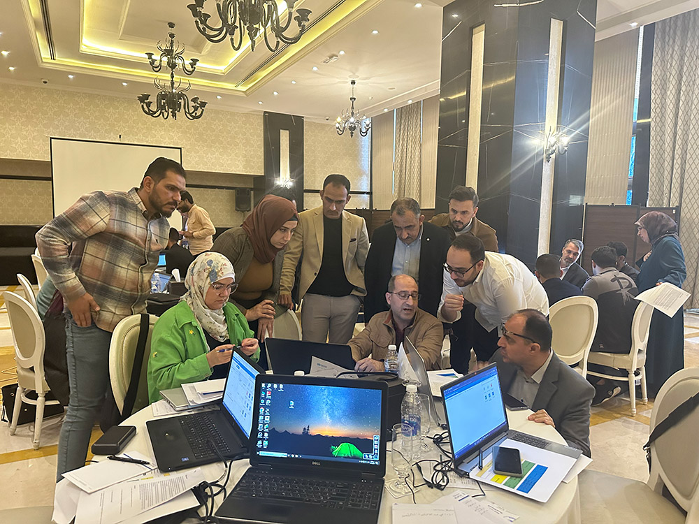 Regional and country office facilitators discuss the EBS module in DHIS2 with the Ministry of Health participants. Photo credit: WHO/Health Emergency Information and Risk Assessment team