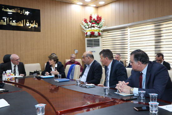 EMRO DPM, WHO Iraq Representative, WHO HQ/EMRO/Iraq technical team meet with MOH Emergency Cell at MOH Iraq , Baghdad on March 2020. WHO Iraq.