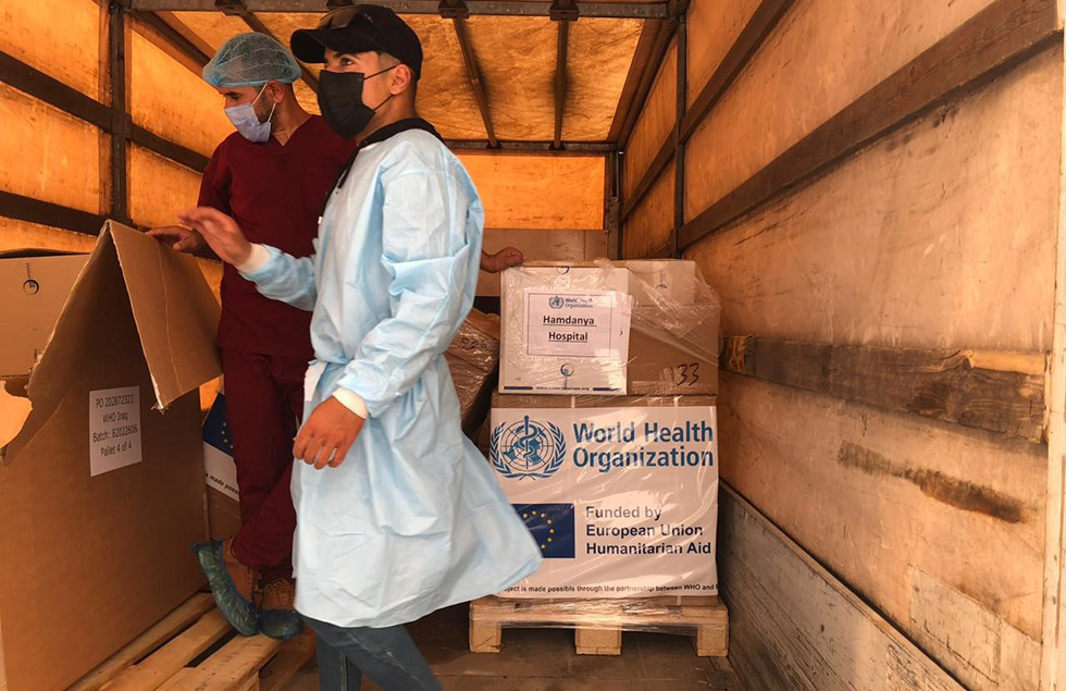 WHO medical supplies arrive at Mosul to aid national health response to Al-Hamdaniya tragedy