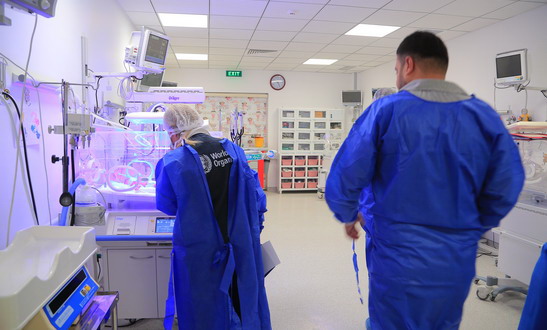 WHO teams visit the paediatric intensive care unit at Heevi paediatric hospital in Dohuk