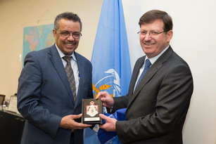 Dr Tedros Adhanom Ghebreyesus, World Health Organization Director-General, meets with Dr Mahmoud Al- Sheyyab, Minister of Health of Jordan