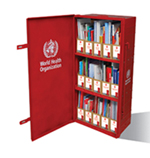 Image of an opened Red Trunk Library displaying the books contained within