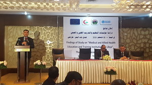 The panel presenting the findings of_the study on medical and allied health education and training institutes in Libya