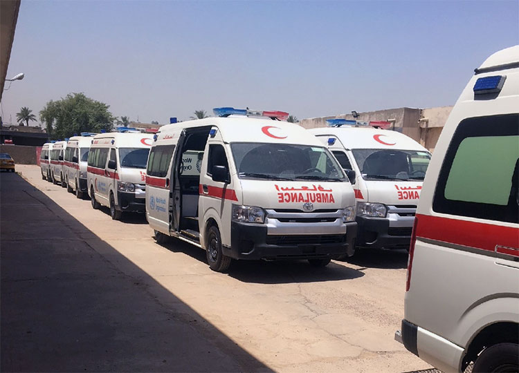 20 new ambulances donated by WHO to support the MOH maintain referral and ambulatory services in under recovery area