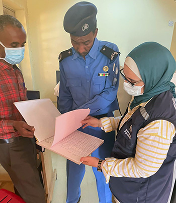 The Research and Knowledge Management pillar member of WHO EMRO’s COVID-19 and other emergencies response review mission to Sudan during a visit to the Central Bureau of Statistics, Khartoum, Sudan, 15 June 2022