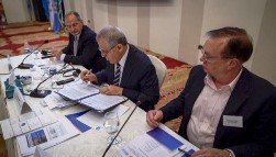 Dr Peter Salama, Regional Director of UNICEF/Middle East and North Africa; Dr Ala Alwan, WHO Regional Director for the Eastern Mediterranean, Mr Daniel Baker, UNFPA/Arab States  sign a joint statement on accelerating the reduction of neonatal mortality