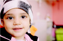 Four-year old Fatima from syria was diagnosed with Carcinoma eight months ago