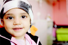 Four-year old Fatima from Syria was diagnosed with carcinoma eight months ago