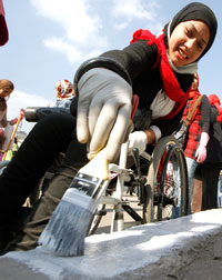 A disabled person actively participating in social activity 