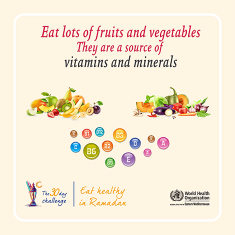 Eat lot of fruits and vegetables - they are sources of vitamnis and minerals